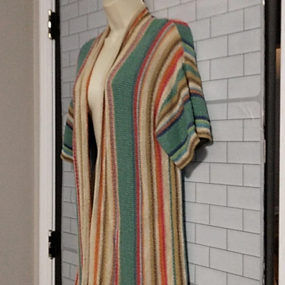 Lauren Ralph Lauren striped Kimono cardigan size petite Medium - Picture 4 of 8